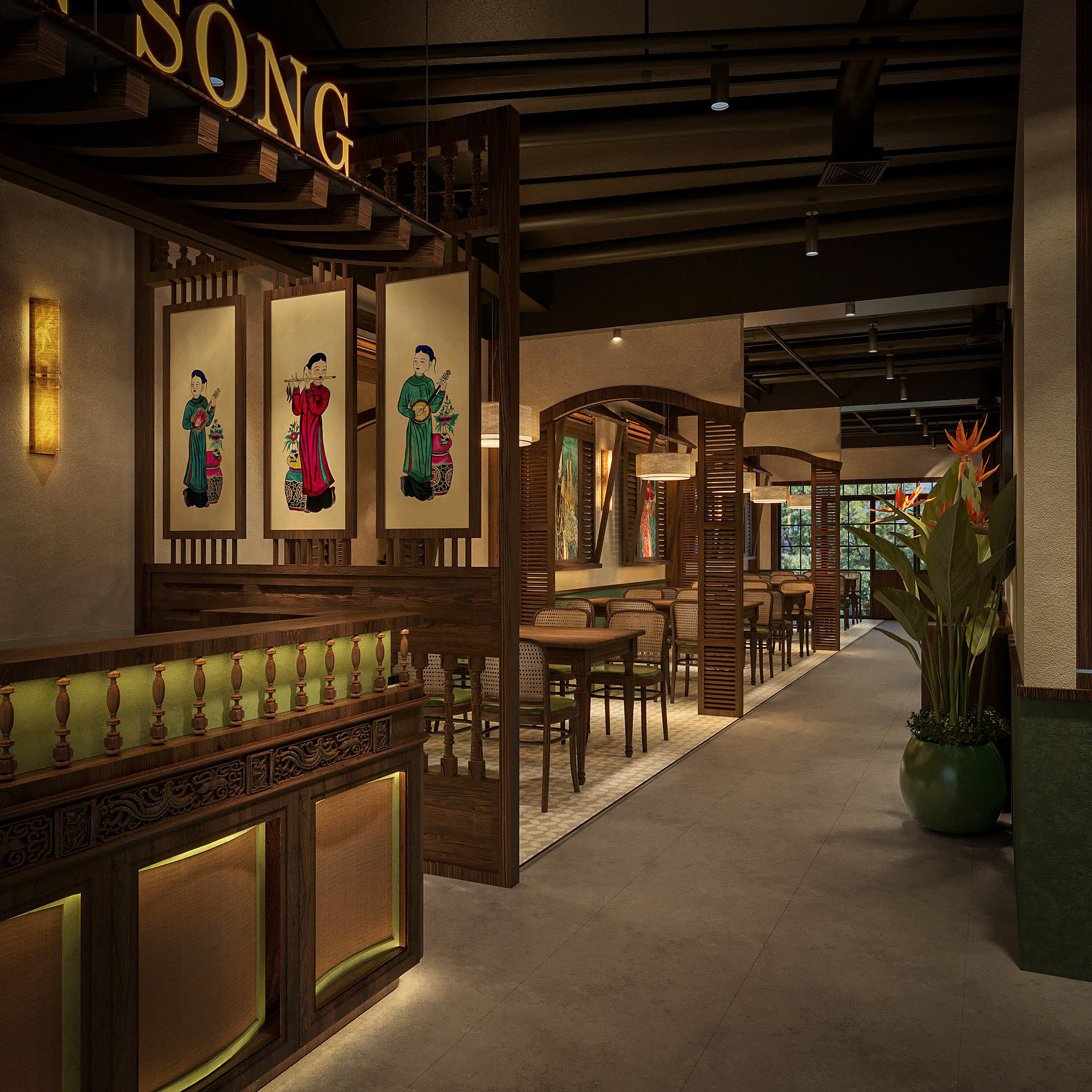 Tranh thiếu nữ Việt Nam tại Ven Sông Quán
