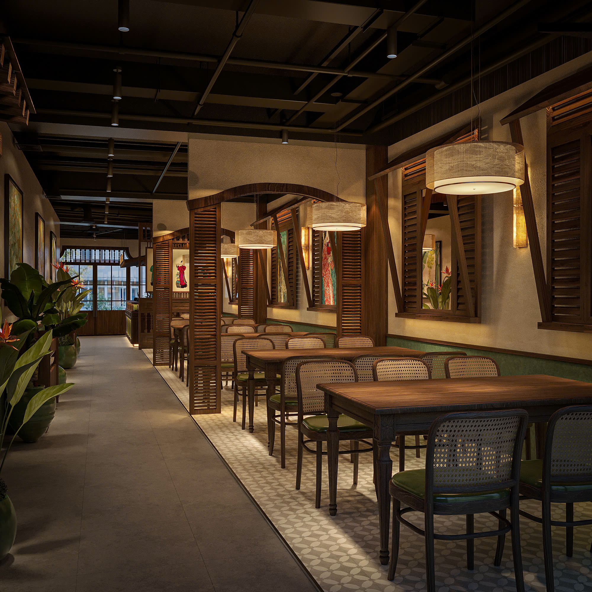 Hành lang dài dining